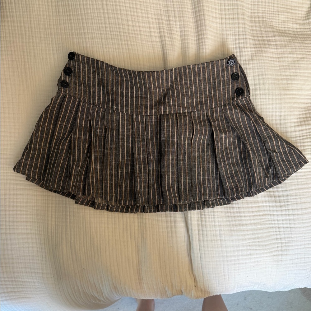 Striped Brown Mini Skirt
